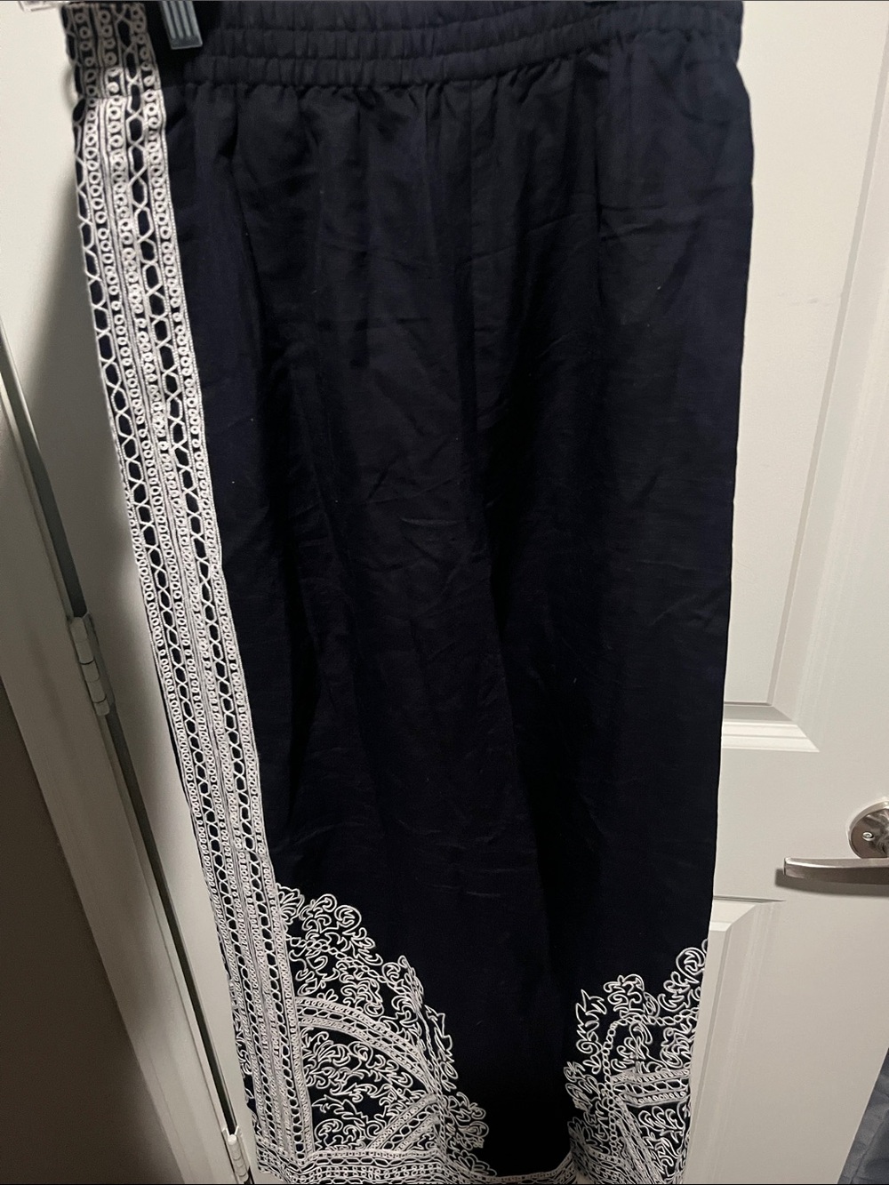 Tuckernuck Navy and White Border-Print Maxi Skirt